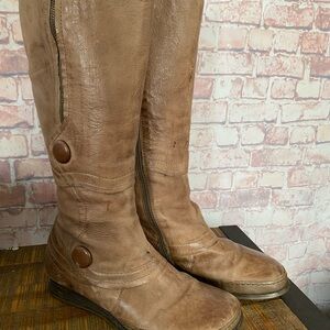 Miz Mooz Tan Leather Mid-Calf Boots